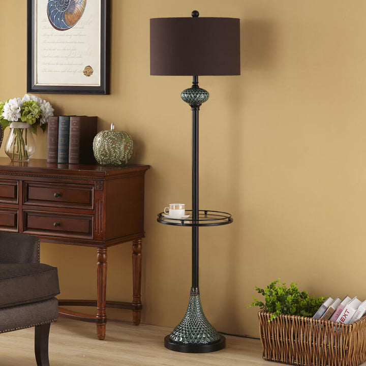 Europäischer Leichtluxus mit Keramikhardware und Stoff, 1-flammige Stehlampe 