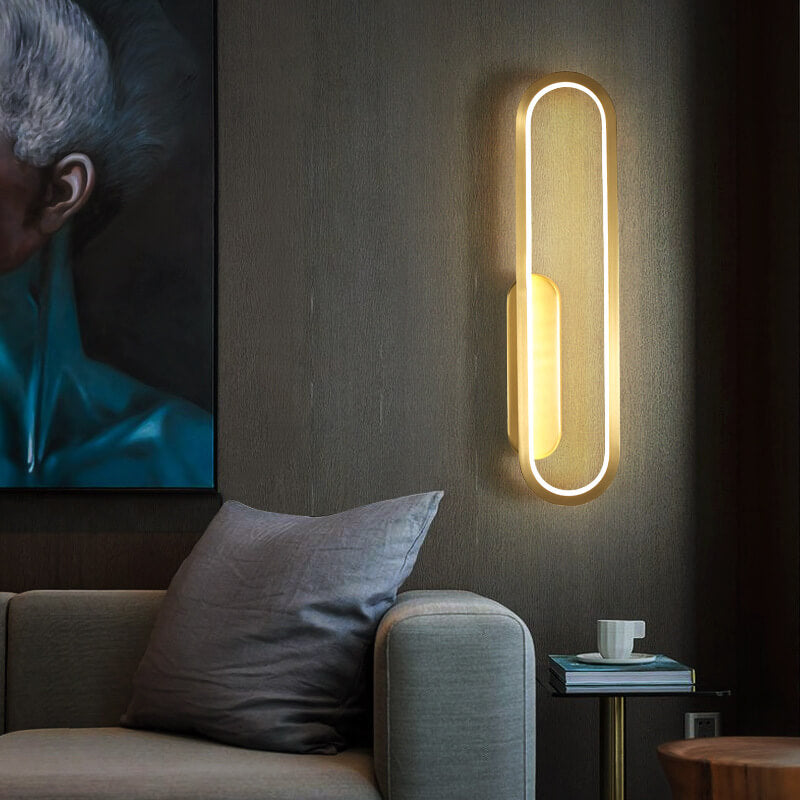 مصباح حائط LED بتصميم بيضاوي بسيط من النحاس الصناعي 
