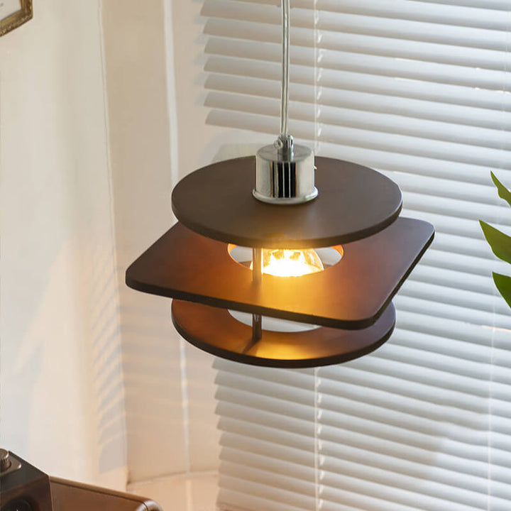 Suspension Luminaire 1 Lumière Couleur Noyer Rétro Nordique 