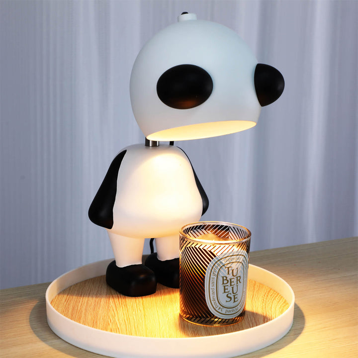 Lampe de Table en Résine Panda Créatif avec 1 Lumière pour Faire Fondre la Cire 
