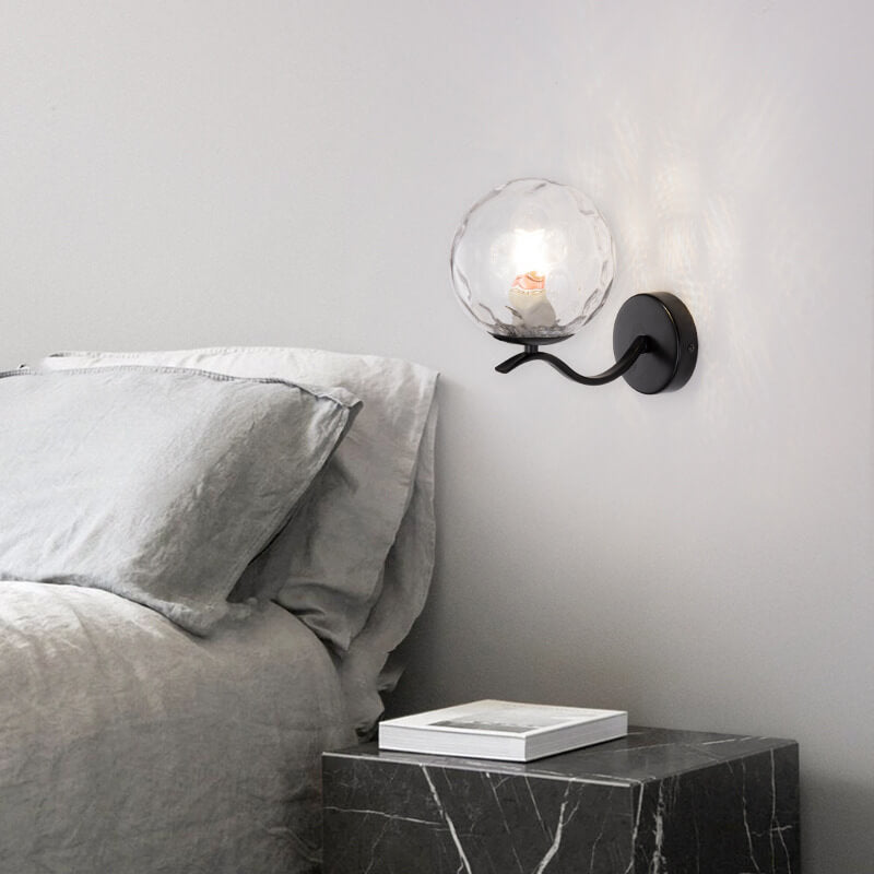 Lámpara de Aplique de Pared de 1 Luz con Pantalla Esférica de Vidrio y Soporte de Hierro de Lujo 