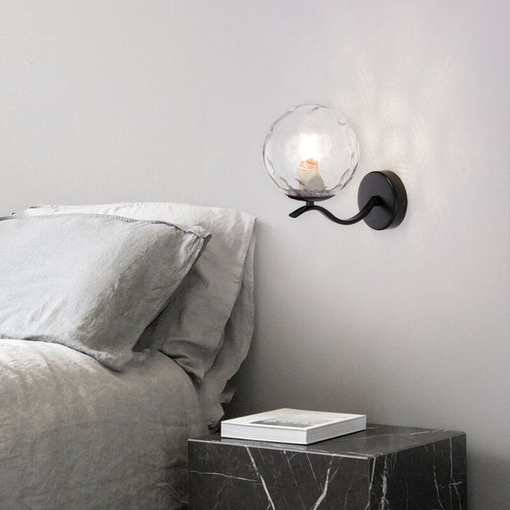 Lámpara de Aplique de Pared de 1 Luz con Pantalla Esférica de Vidrio y Soporte de Hierro de Lujo 
