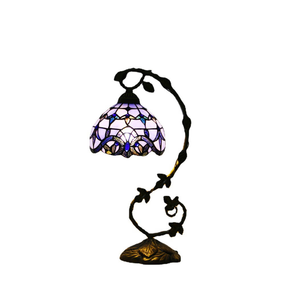 Traditional European Dragonfly Stained Glass Resin Vine 1-Light Table Lamp for Bedroom