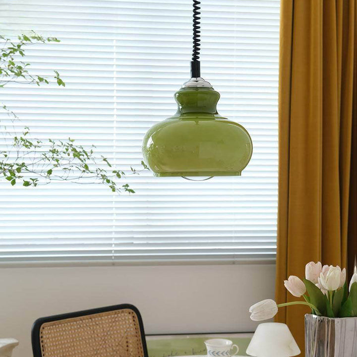 Contemporary Nordic Glass Iron Round Gourd 1-Light Pendant Light for Living Room