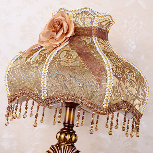 European Vintage Fabric Tassel Resin Court 1-Light Table Lamp