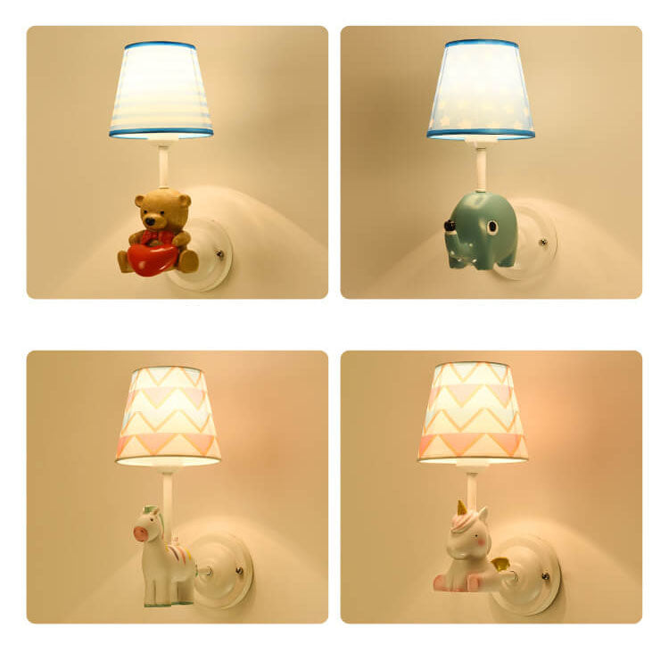 Cartoon Creative Fabric Resin 1-Light Wall Sconce Lamp