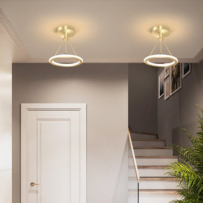 Modern Simplicity Aluminum Circle Strip LED Semi-Flush Mount Ceiling Light For Hallway