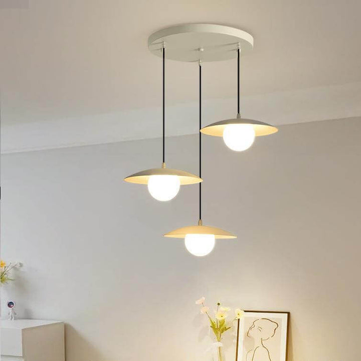 Candelabro de isla de 3 luces de hierro y vidrio blanco puro minimalista moderno 