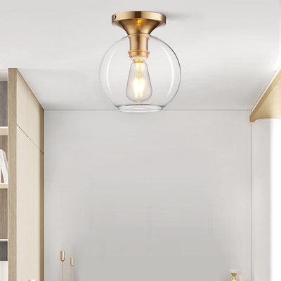 Modern Simple Clear Glass Orb 1-Light Semi-Flush Mount Ceiling Light