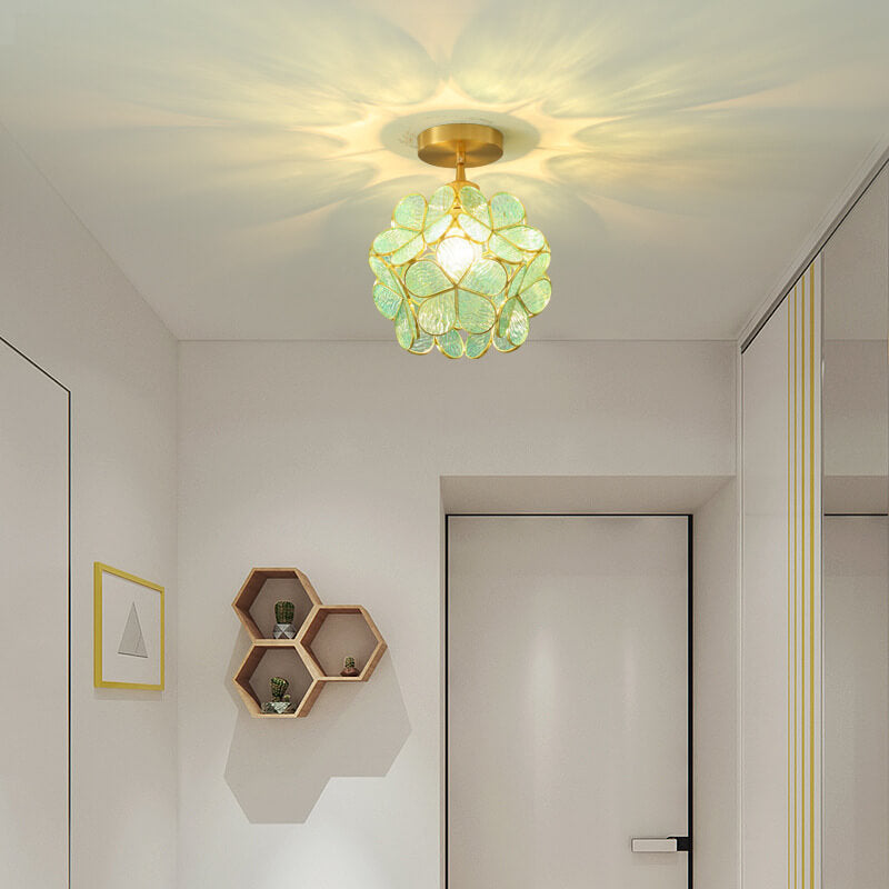 Neue manuelle Petal Aisle Semi-Flush Mount Light im japanischen Stil 