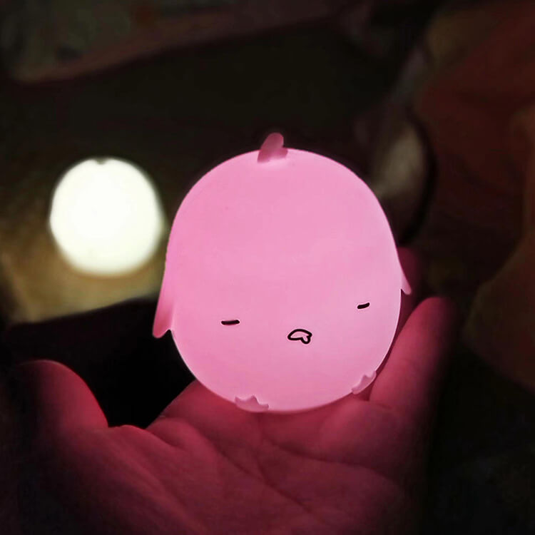 Lámpara de mesa con luz nocturna LED mini de silicona creativa de dibujos animados 