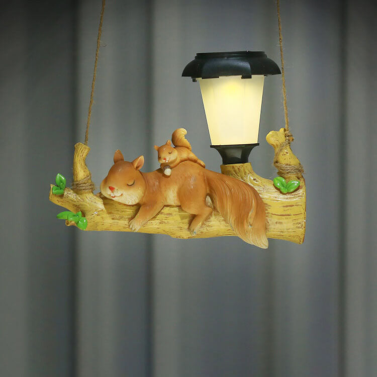 Modern Creative Cartoon Animal Resin Solar Decorative LED Outdoor Hanging Light