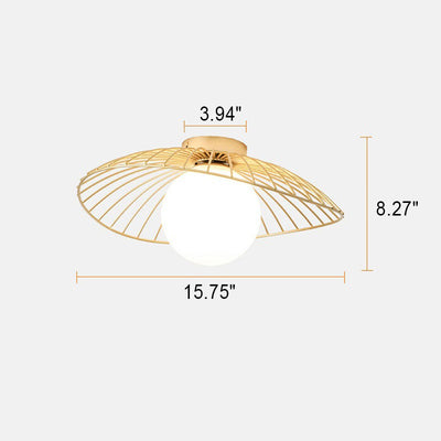 Nordic Creative Glass Straw Hat 1-Light Semi-Flush Mount Deckenleuchte