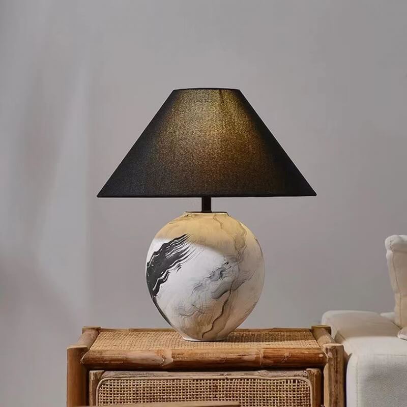 Lampe de table 1 lumière en céramique décorative avec abat-jour en tissu d&