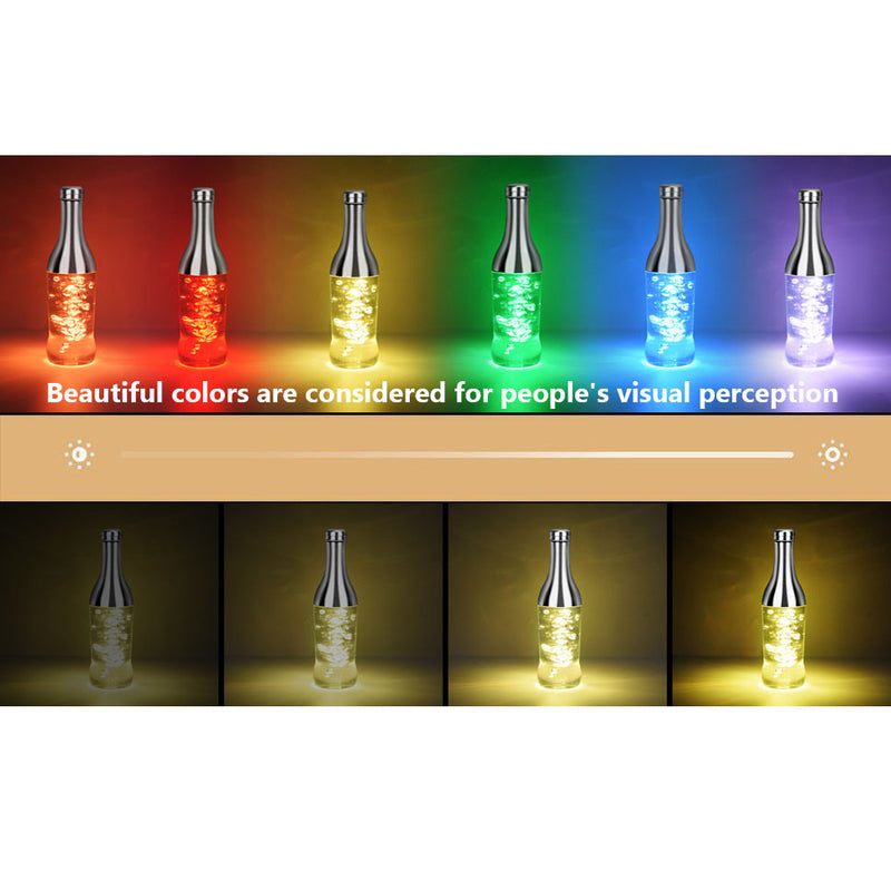 Lampe de table moderne créative à LED RGB colorée en forme de bouteille de vin 