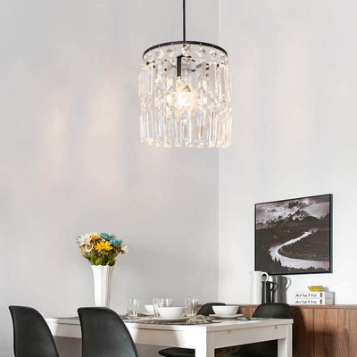 Nordic Light Luxury Crystal Cylinder Dome 1/2/3 Light Chandelier