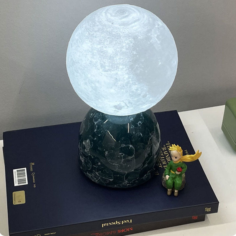 Contemporary Creative 3D Printed Moon Ceramic Base USB Table Lamp For Bedroom