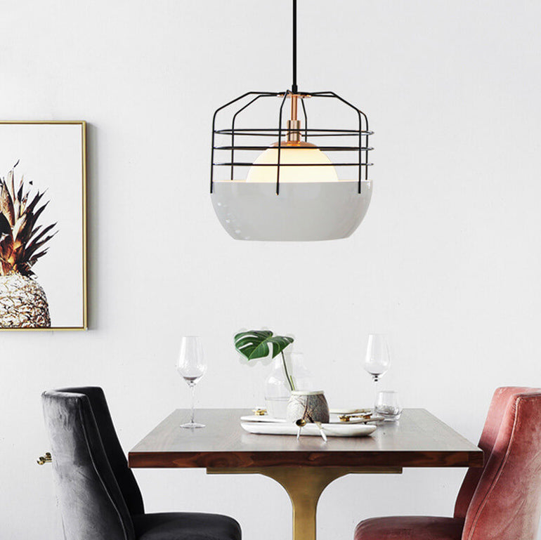 Industrial Iron Birdcage Design 1-Light Pendant Light