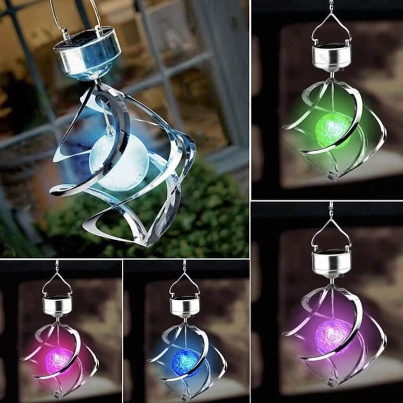 Modern Outdoor Solar Colorful Wind Turn Light LED Outdoor Pendant Light