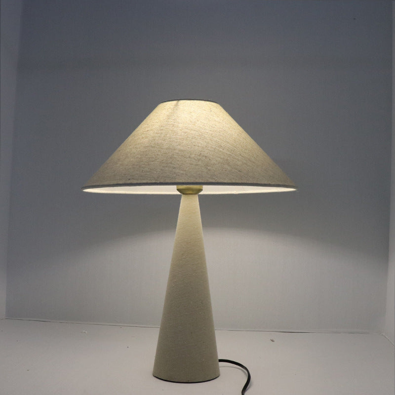 Modern Simplicity Iron Fabric Cone Column Base 1-Light Table Lamp For Bedroom