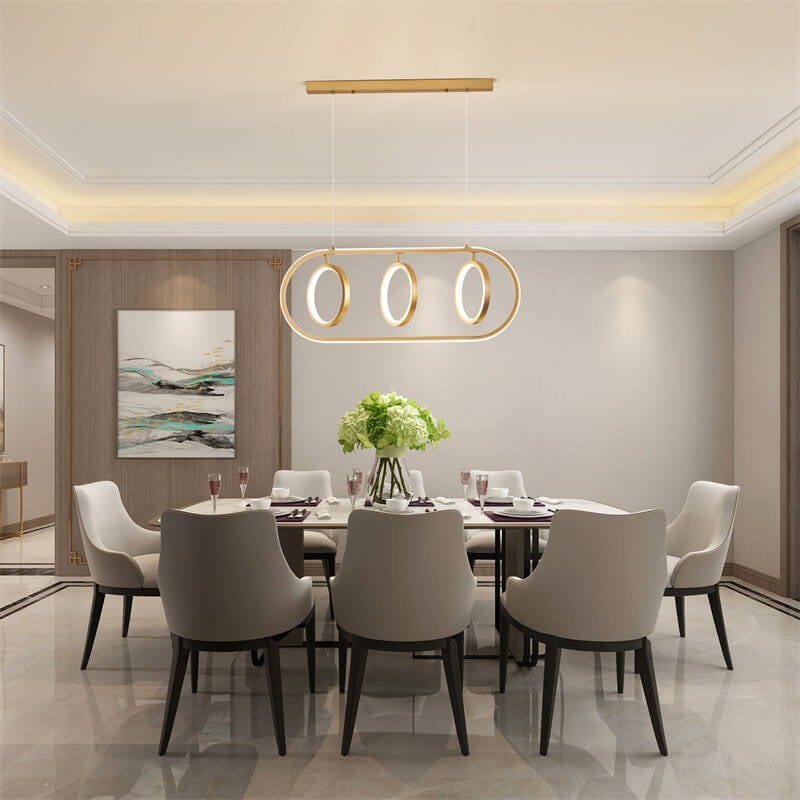 Modern Minimalist Golden Round Oval Iron LED Chandelier