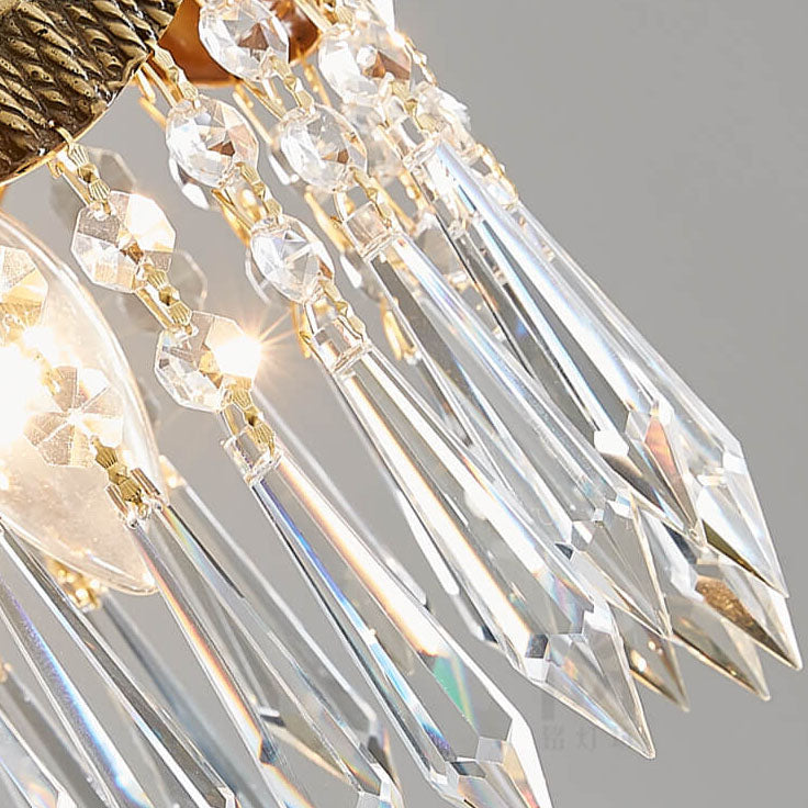 Vintage Luxury Crystal Copper Tassel 1-Light Pendant Light