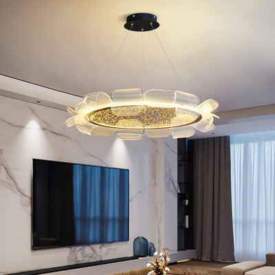 Modern Light Luxury Acrylic Flower Petal Round LED Chandelier