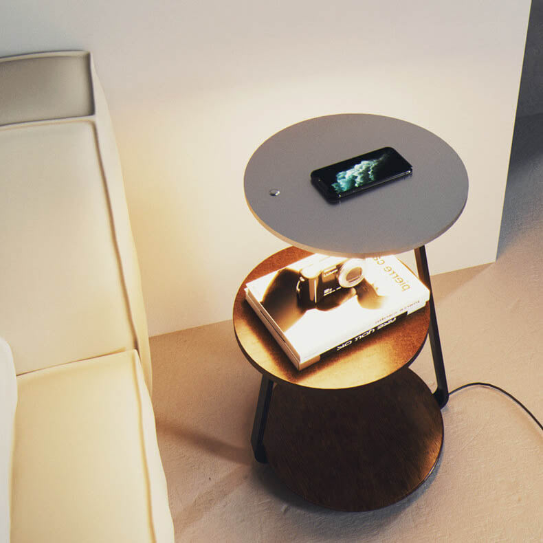 Modern Minimalist Column Storage Shelf Wireless Charging LED One Floor Lamp