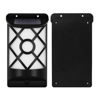 Lampe murale à détecteur LED d'extérieur à demi-colonne à flamme solaire 