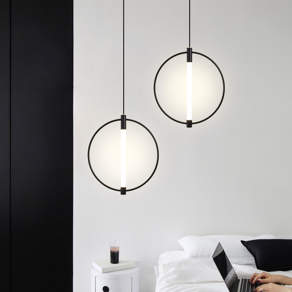 Pendentif LED acrylique en fer forgé avec anneau moderne nordique 