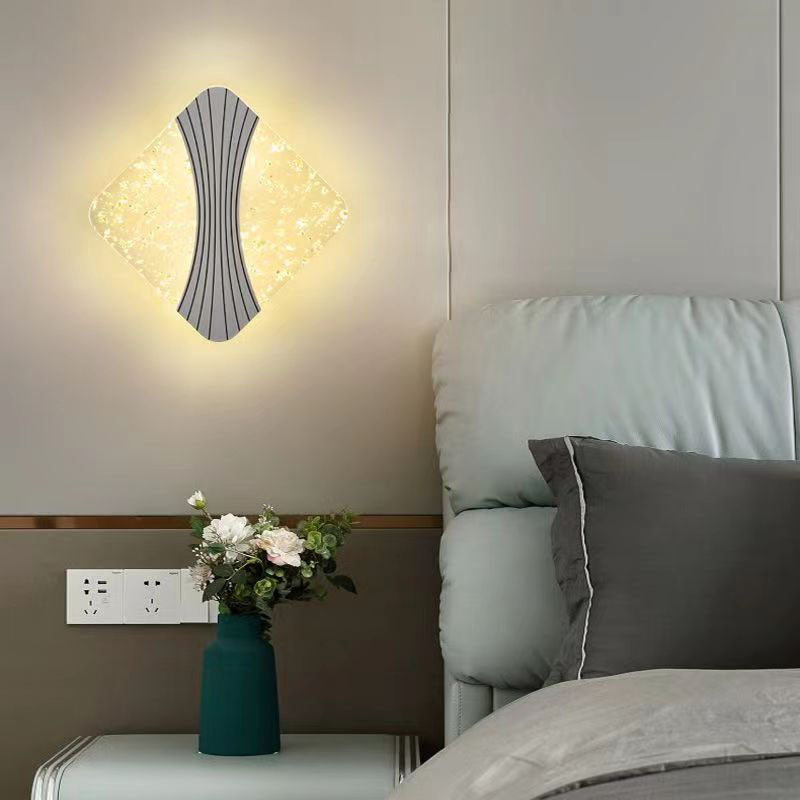 Moderne minimalistische runde Diamant-Hardware Acryl LED Wandleuchte Lampe für Schlafzimmer 