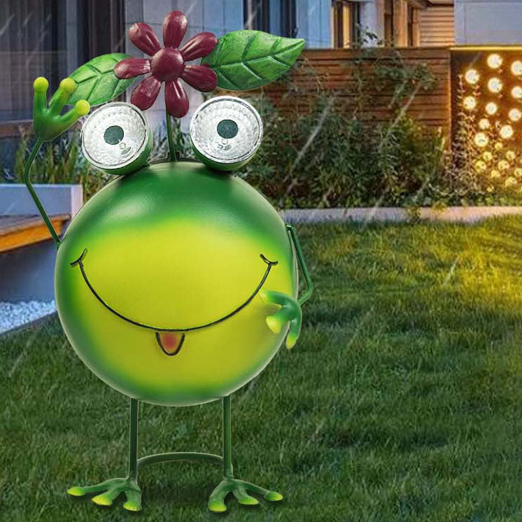 Luz solar LED impermeable para jardín, césped y paisaje con rana decorativa de hierro de estilo contemporáneo y creativo para patio exterior 