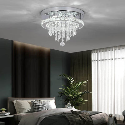 Modern Light Luxury Round Crystal LED Flush Mount Ceiling Light