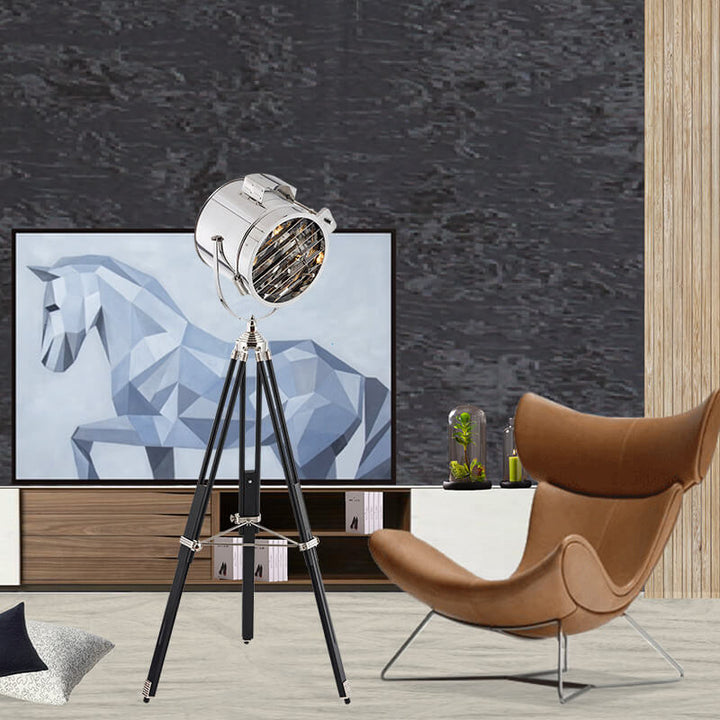 Lampadaire sur trépied en fer de style industriel contemporain à 1 lumière pour salon et chambre 