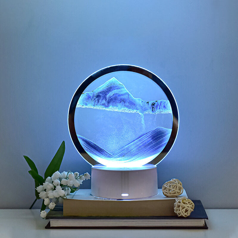 Lampe de table Creative Round Hourglass Quicksand 3D LED Night Light 