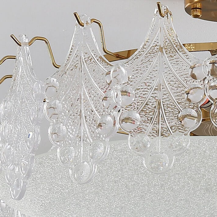 Lámpara de Techo Semi-empotrada Redonda de Cristal de Lujo Francés con 5/6/8 Luces 