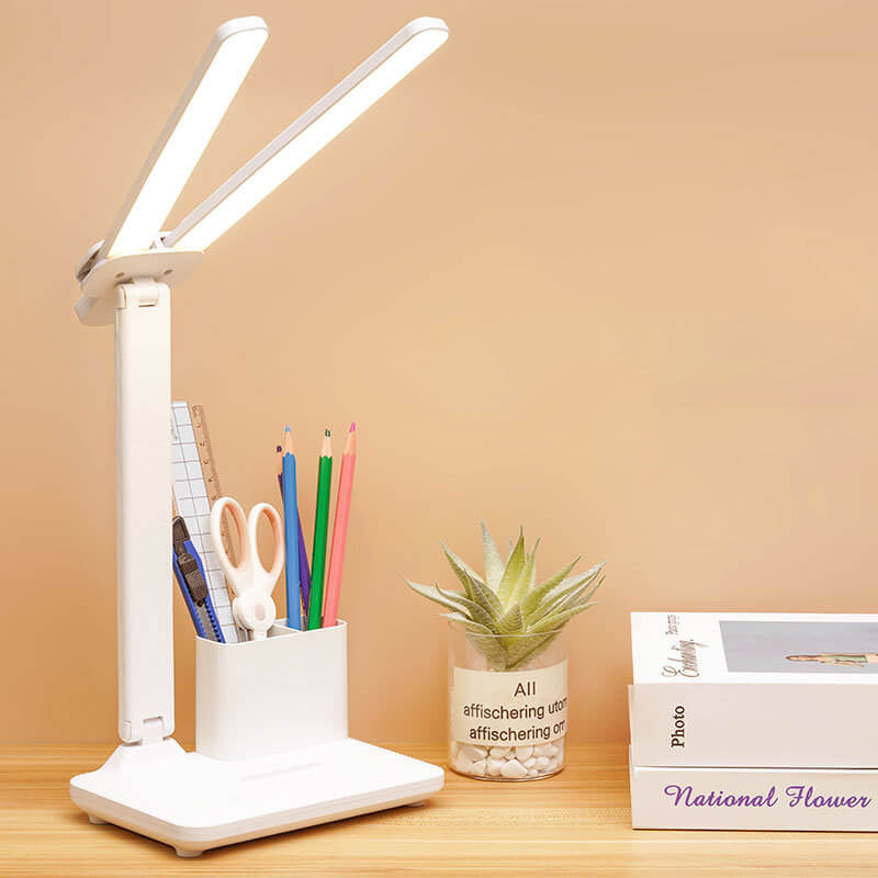 Lampe de Table LED à Double Tête Créative avec Protection des Yeux et Angle Réglable 