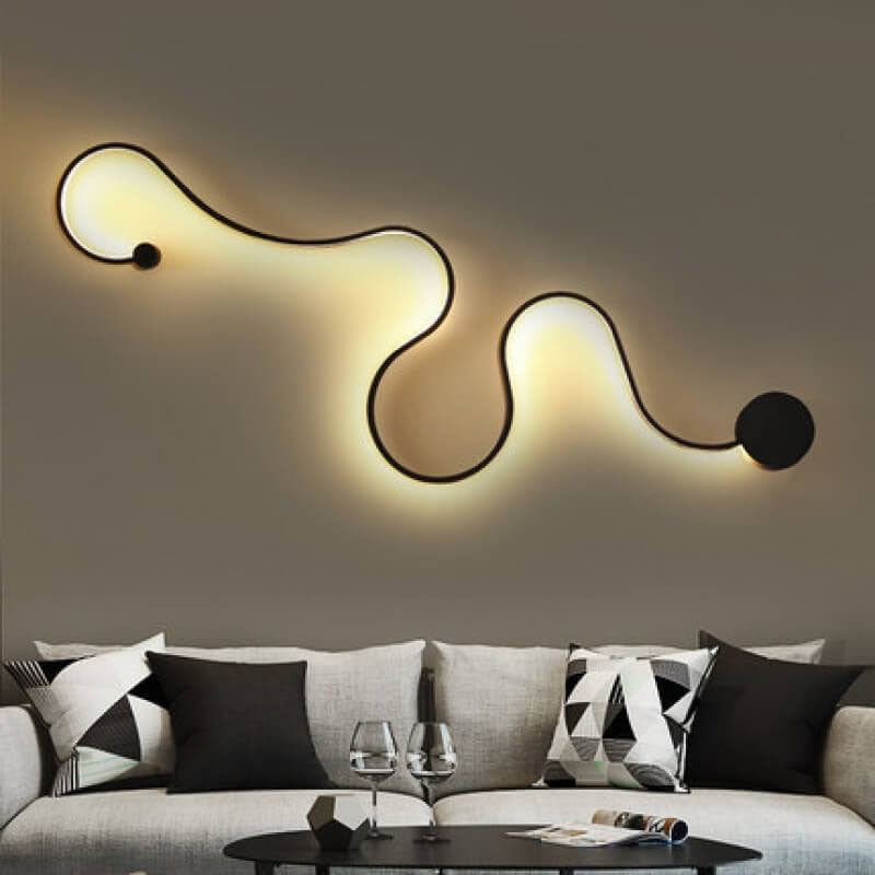 Modern Long Aluminum Snake Shaped 1 Light Curved LED Wall Sconce Lamp BulbSquare