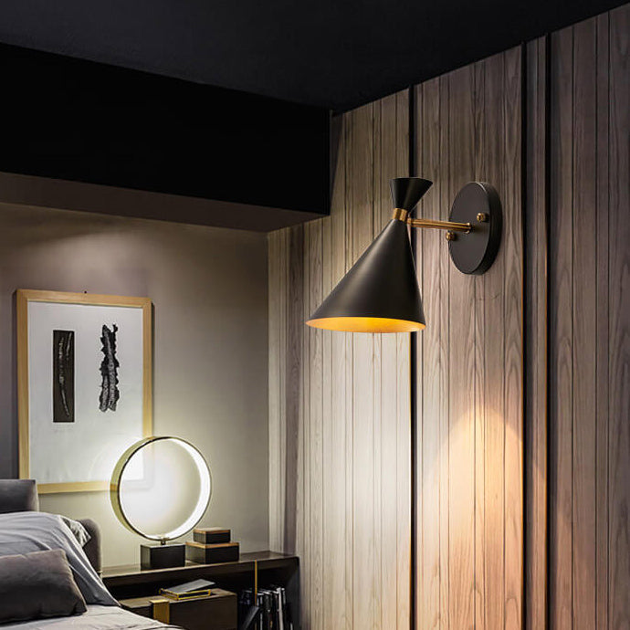 Lampe murale à une lumière Nordic Creative Horn Noir Or 