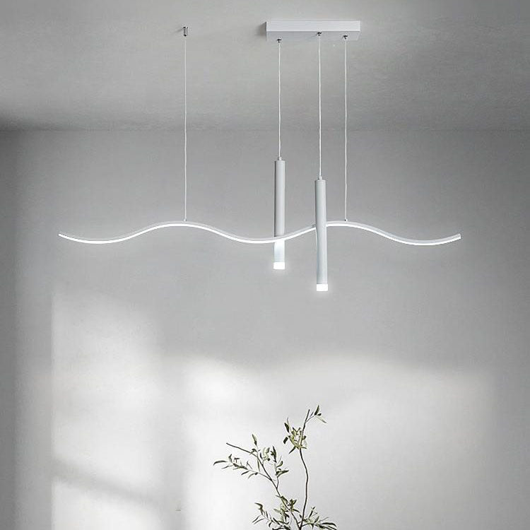 Moderne minimalistische geometrische Aluminium gewellte Linie LED Insel Licht Scheinwerfer Kronleuchter für Wohnzimmer 