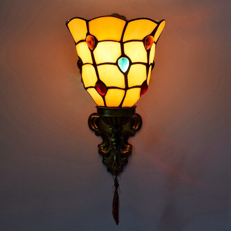 Tiffany Crystal Glass Pendant 1-Light Wall Sconce Lamp