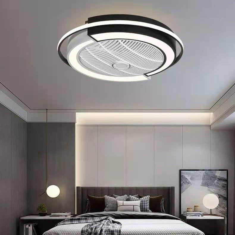 Modern Creative Round LED Semi-Flush Mount Ceiling Fan Light