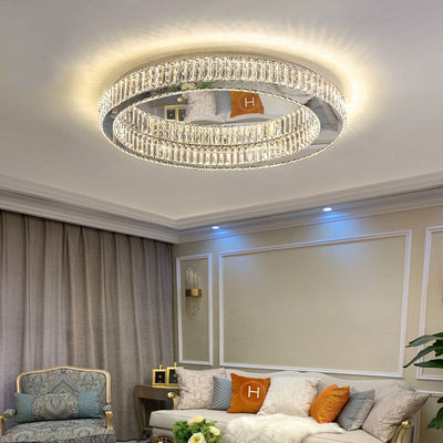 Moderne runde LED-Deckenleuchte für bündige Beleuchtung aus Kristall 