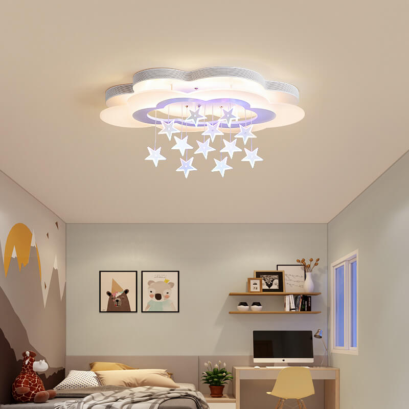 Nordic Creative Cloud Star LED Kids Flush Mount Ceiling Light