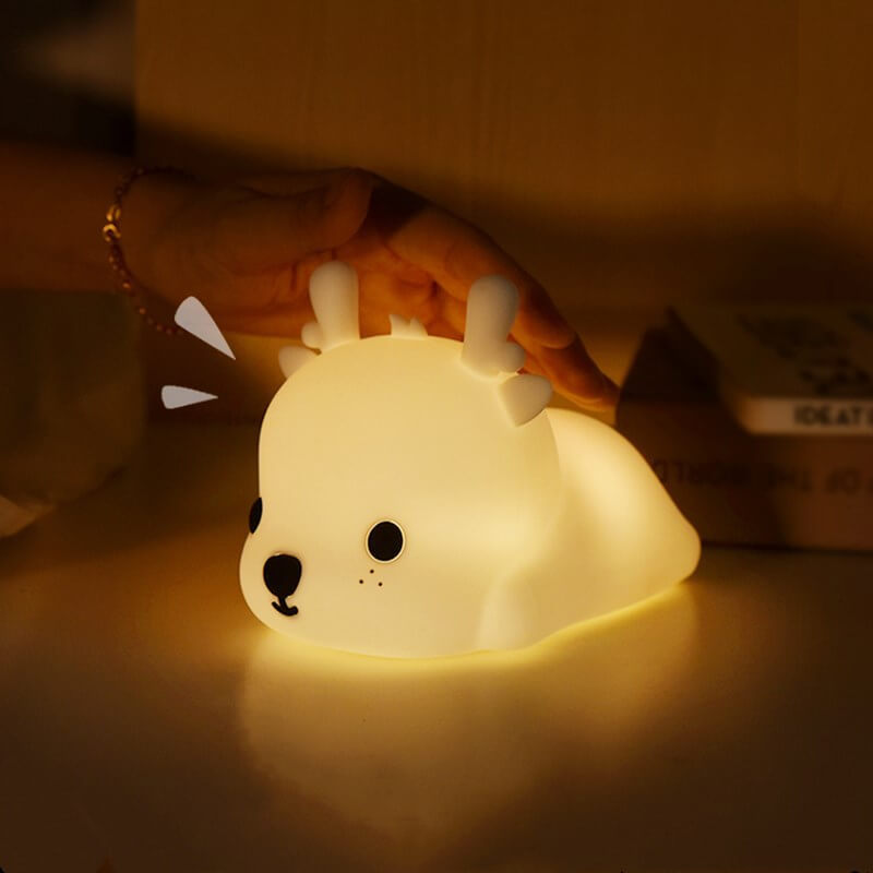 Lampe de table en forme de cerf créative en silicone LED avec chargement USB 