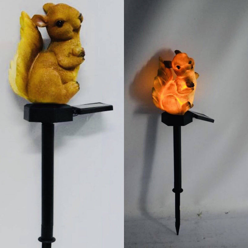 Solar Cute Squirrel Resin Outdoor Patio LED Ground Insert Path Light