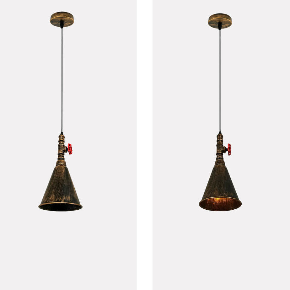 Moderne industrielle 1-flammige Pendelleuchte aus Eisen in Kegelform mit Wasserrohr-Design für das Wohnzimmer 