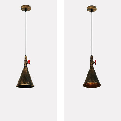 Vintage Industrial Iron Cone Water Pipe 1-Light Pendant Light