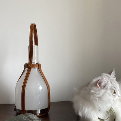Creative Leather Glass Bottle Portable Rechargeable LED Table Lamp