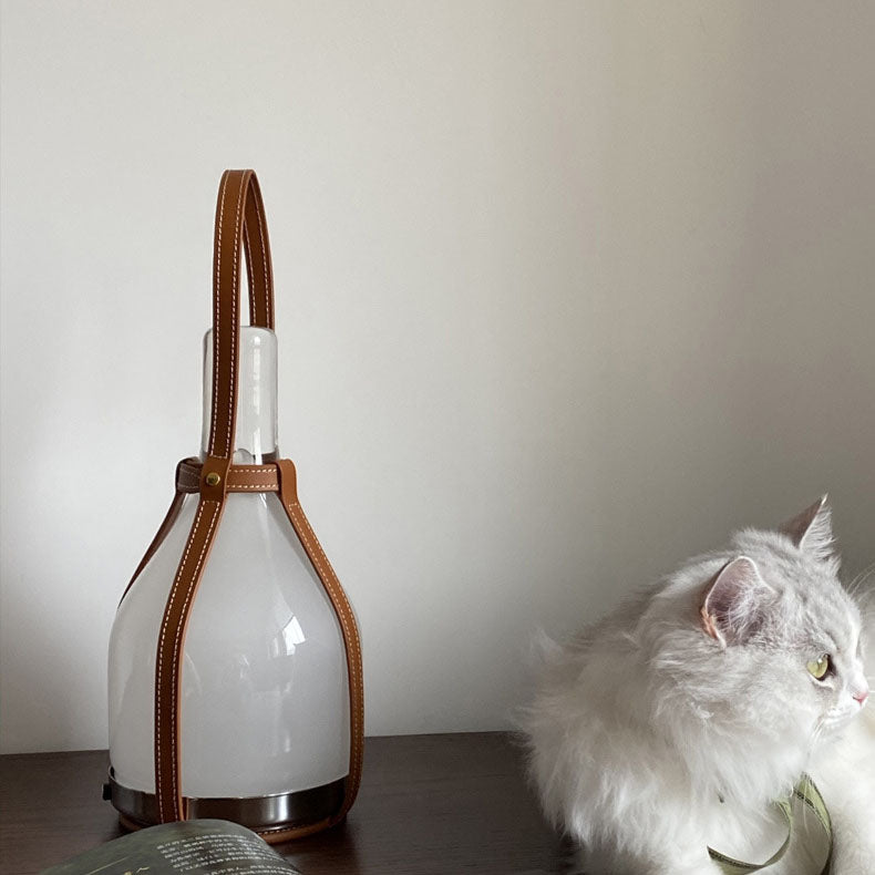 Creative Leather Glass Bottle Portable Rechargeable LED Table Lamp